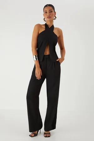 MissPap Womens Twill Wide Leg Tailored Trouser - - 12