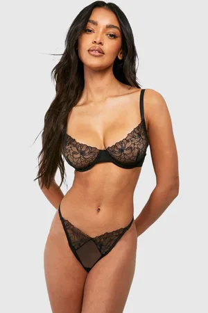 Boohoo Womens Embroidered Mesh Fuller Bust Balcony Bra - - 34E