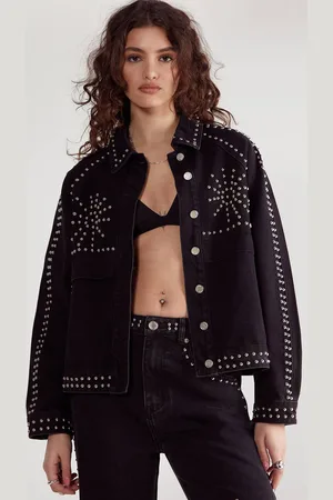 NASTY GAL Womens Western Studded Denim Jacket - - 10