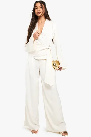 Boohoo Womens Satin Wrap Tie Blouse - - 16
