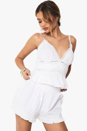 Boohoo Womens Lace Insert Woven Cami Top - - 12