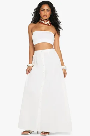 Boohoo Womens Linen Look Button Through Maxi Skirt - - 8