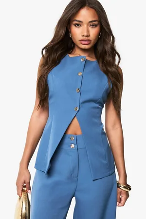 Boohoo Womens Gold Button Open Front Waistcoat - - 16