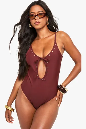 Boohoo Womens Cut Out Studded Swimsuit - - 16