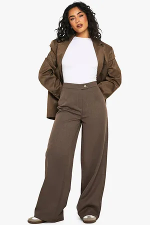 Boohoo Womens Textured Straight Leg Trousers - - 10
