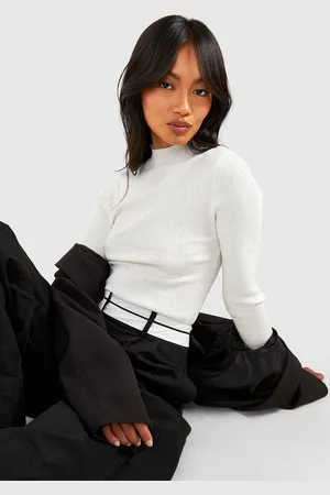 Boohoo Womens Rib Knit roll/polo neck Top - - S