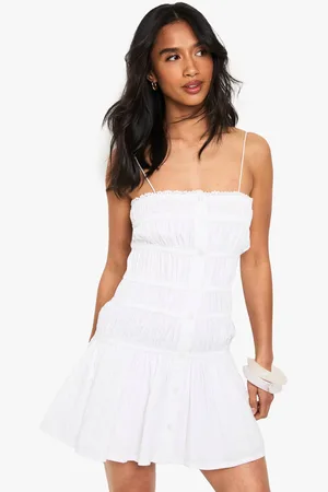 Boohoo Womens Petite Ruched Bandeau Mini Dress - - 16