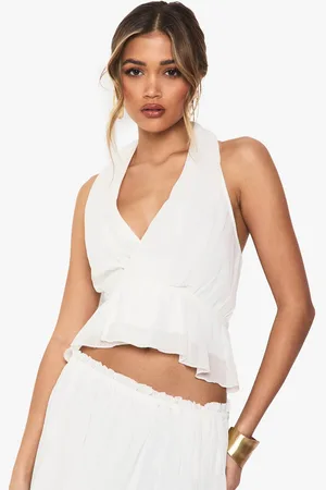 Boohoo Womens Halterneck Wrap Front Woven Cami Top - - 16