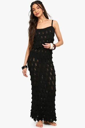 Boohoo Womens Scallop Detail Knitted Crochet Beach Maxi Skirt - - 16