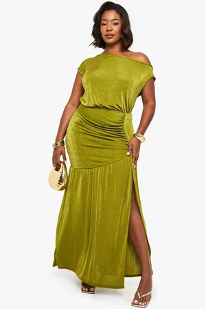 Boohoo Womens PLUS TEXTURED SLINKY ASYMMETRIC MAXI DRESS - - 20