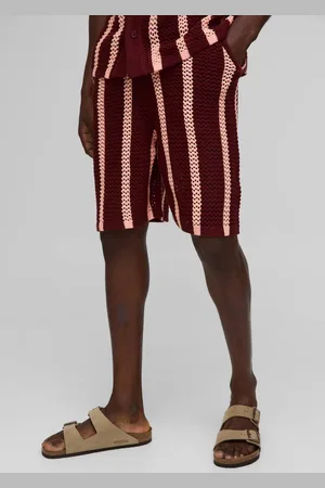 Boohoo Relaxed Fit Longline Open Stitch Stripe Knitted Shorts - - XS