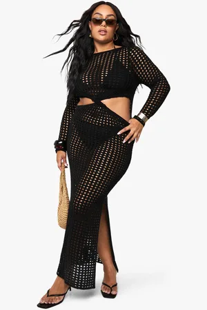 Boohoo Womens PLUS KNITTED BEACH TWIST DETAIL MAXI DRESS - - 20