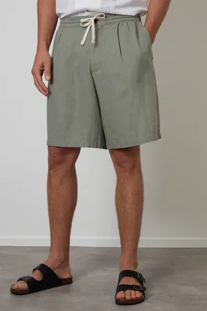 Threadbare Linen Blend Pleated Loose Fit Shorts - - 36R