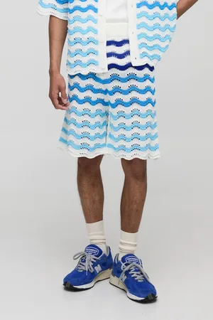 Boohoo Relaxed Fit Striped Crochet Shorts - - S