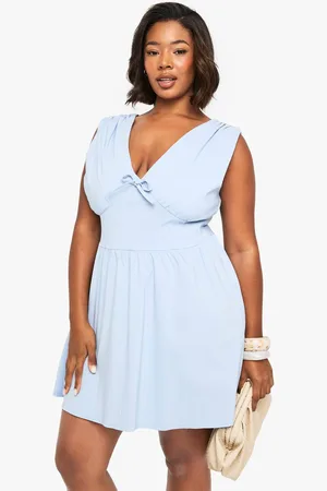 Boohoo Womens PLUS TIE DETAIL PLUNGE CORSET SKATER DRESS - - 20