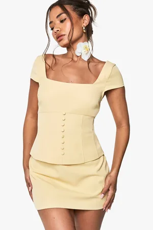 Boohoo Womens Short Sleeve Button Detail Tailored Top - - 16