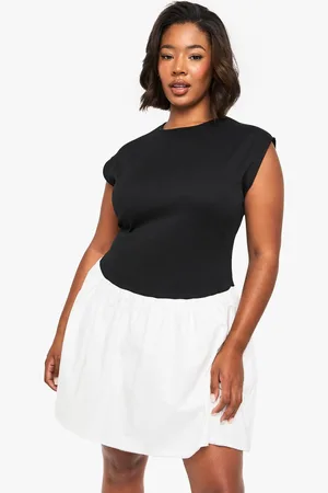 Boohoo Womens Plus contrast fabric cap sleeve skater dress - - 20