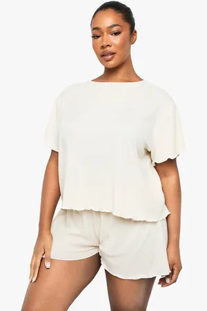 Boohoo Womens Plus Brushed Rib T-Shirt & Short PJ Set - - 20