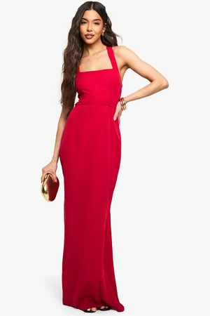 Boohoo Womens Chiffon scarf detail lace up back maxi dress - - 18