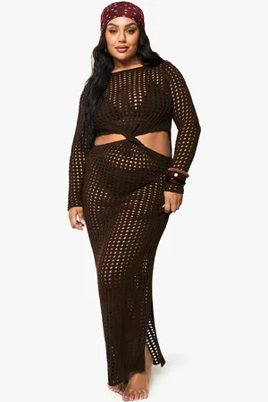 Boohoo Womens PLUS KNITTED BEACH TWIST DETAIL MAXI DRESS - - 18