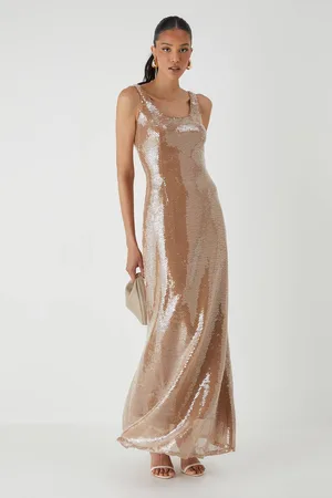 MissPap Womens Scoop Neck Sequin Maxi Dress - - 14