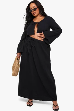 Boohoo Womens Plus Cheesecloth Tie Maxi Skirt - - 24
