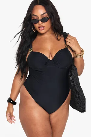 Boohoo Womens Plus Sunshine Trim Balcony Swimsuit - - 16