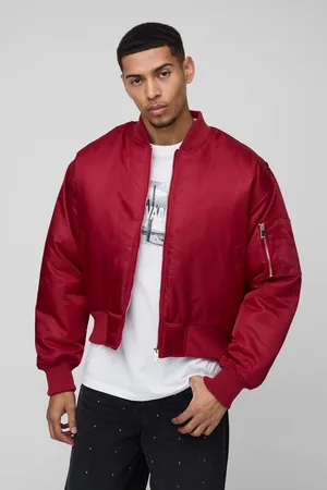 Boohoo Oversized Boxy Curved Hem Nylon Bomber Jacket - - M