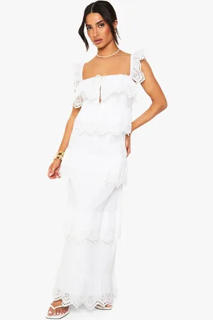 Boohoo Womens Petite Crochet Frill Maxi Dress - - 18