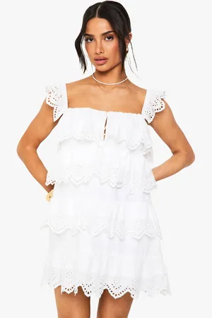 Boohoo Womens Petite Crochet Frill Mini Dress - - 16