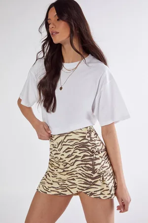 NASTY GAL Womens Zebra Print Tailored Linen Skirt - - 10