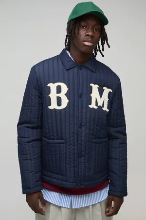 Boohoo Regular Fit Quilted Applique Harrington Jacket - - L