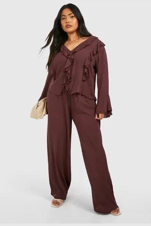 Boohoo Womens Plus Cheesecloth Wide Leg Trouser - - 20