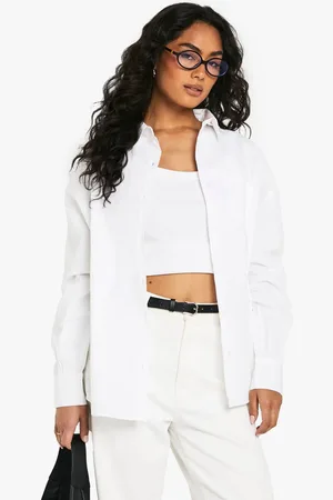 Boohoo Womens Basics Oversized Cotton Poplin Shirt - - 16