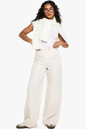 Boohoo Womens Textured Straight Leg Trousers - - 14