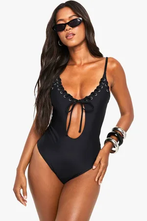 Boohoo Womens Eyelet Detailed Swimsuit - - 16