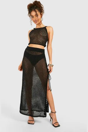 Boohoo Womens Crochet Crop Top And Midaxi Skirt - - S/M