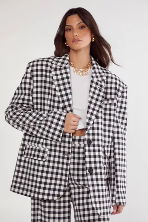 NASTY GAL Womens Gingham Tailored Blazer - - 18