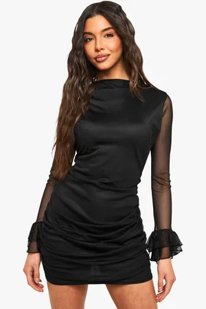 Boohoo Womens Mesh Flare Sleeve Mini Dress - - 16