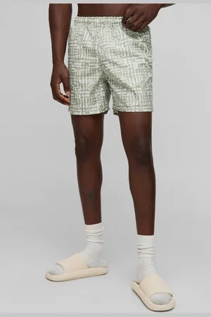 Boohoo Check Stripe Printed Mid Length Swim Short - - XL