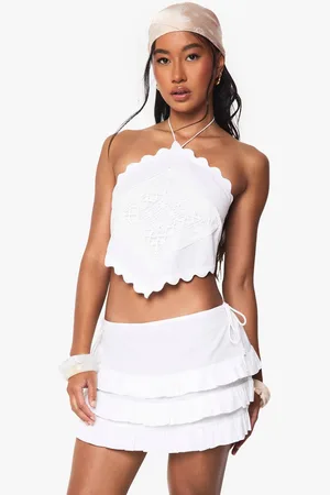 Boohoo Womens Cotton Poplin Patchwork Halterneck Cami Top - - 14