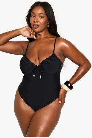 Boohoo Womens Plus Shell Trim Ruched Cup Underwire Swimsuit - - 20