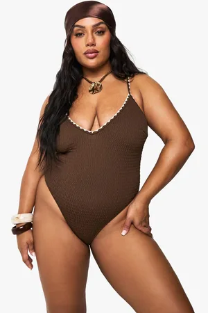 Boohoo Womens PLUS CONTRAST STITCH SCOOP SWIMSUIT - - 20