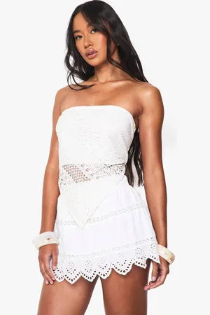 Boohoo Womens Broderie Hem Lace Insert Mini Skirt - - 16