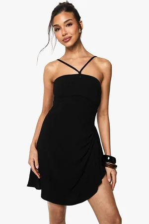 Boohoo Womens Linen Look Drape Wrap Mini Dress - - 18