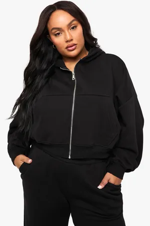 Boohoo Womens PLUS BALLOON SLEEVE ZIP UP HOODIE - - 20