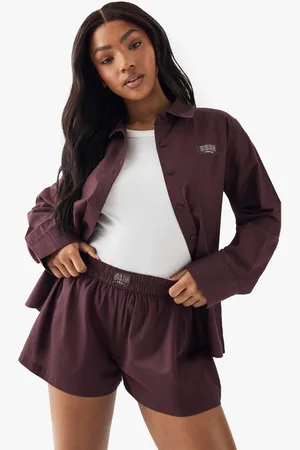 Boohoo Womens DSGN Cotton Poplin Lounge Short - - 14