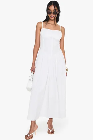 Boohoo Womens Cotton Poplin Milkmaid Maxi Dress - - 16
