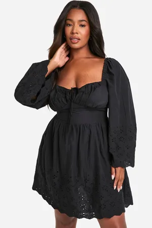 Boohoo Womens Plus Woven Broderie Tie Detail Milkmaid Mini Dress - - 20