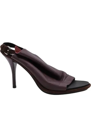 Balenciaga Preloved Leather Slingback High Heels Women - Burgundy - - 4